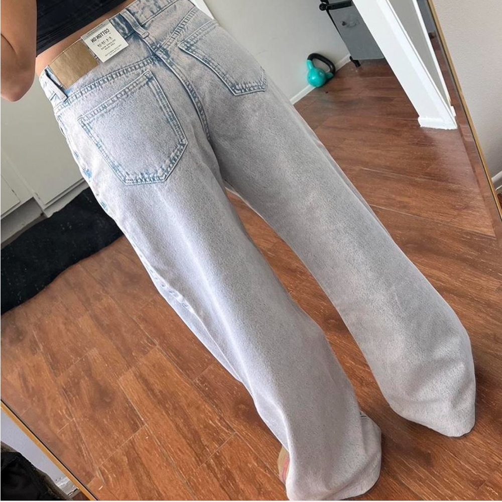 Women's Classic Light Gray Wide Leg Jeans